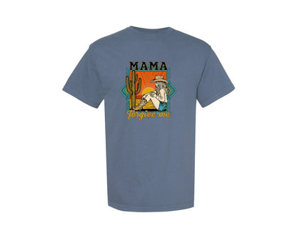 brand:Comfort Colors|color:Blue Jean|Mama Forgive Me Country Cowgirl Graphic T-Shirt