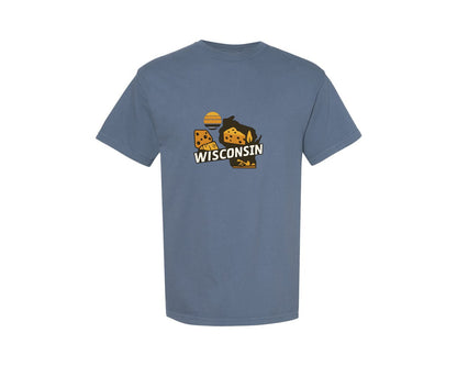 brand:Comfort Colors|color:Blue Jean|Wisconsin State Map 2 Graphic T-Shirt
