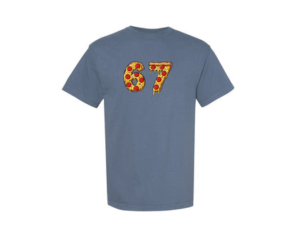 brand:Comfort Colors|color:Blue Jean|Funny 67 Pizza Six Seven Viral Meme Graphic T-Shirt