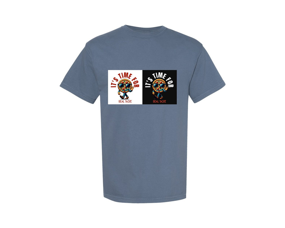 brand:Comfort Colors|color:Blue Jean|Cool Pizza Mascot Logo Design Graphic T-Shirt
