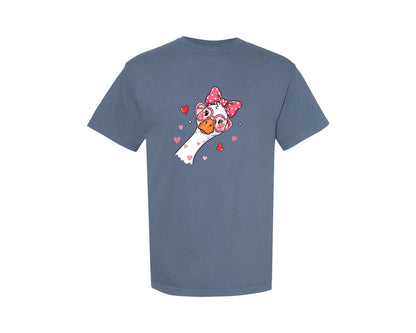 brand:Comfort Colors|color:Blue Jean|Funny Goose With Heart Sunglasses Graphic T-Shirt