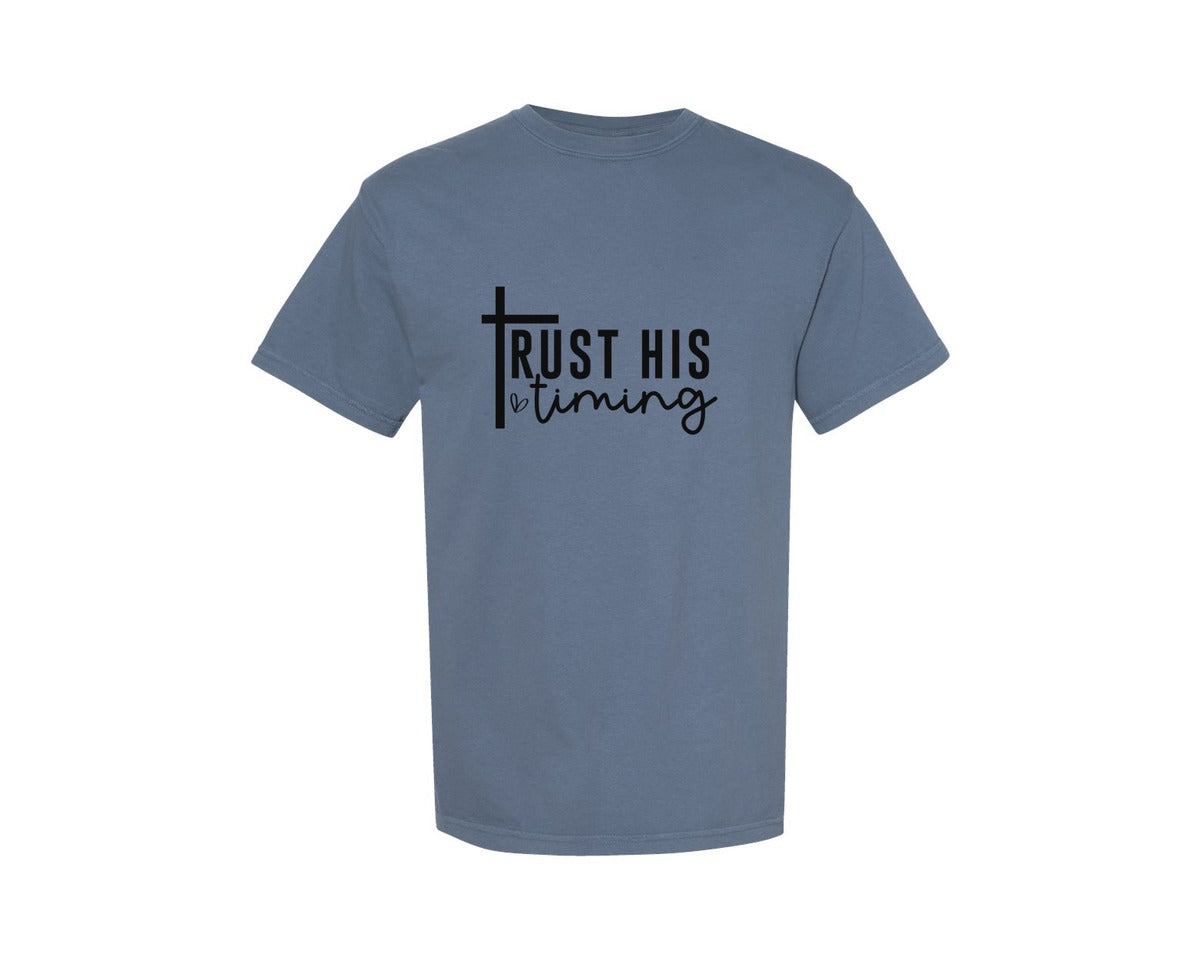 brand:Comfort Colors|color:Blue Jean|Faith Over Fear Sleeve Design 2 Graphic T-Shirt