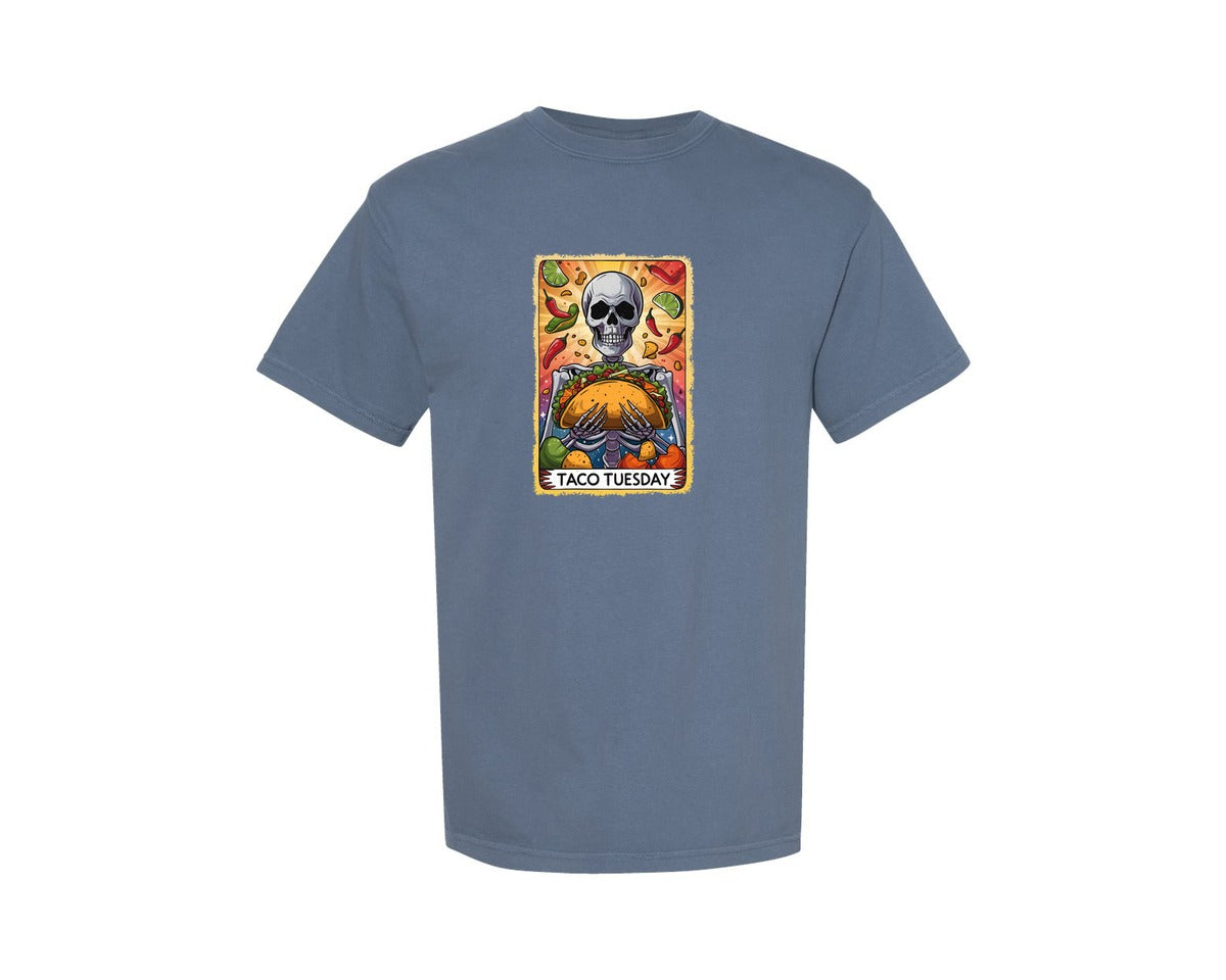 brand:Comfort Colors|color:Blue Jean|Skeleton Tarot Card Cinco De Mayo Tshirt Graphic T-Shirt