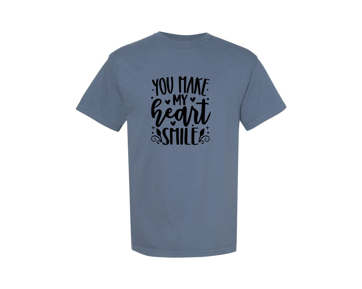 brand:Comfort Colors|color:Blue Jean|You Make My Heart Smile 77 Graphic T-Shirt