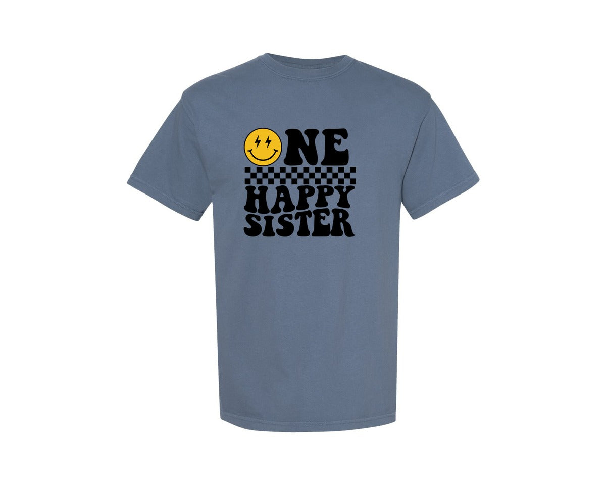 brand:Comfort Colors|color:Blue Jean|One Happy Dude Matching Birthday Graphic T-Shirt