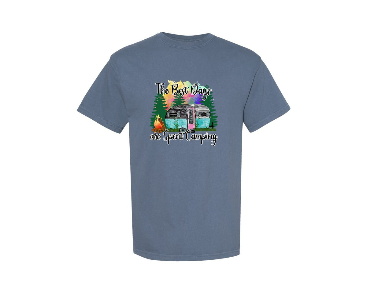 brand:Comfort Colors|color:Blue Jean|Camping Country The Best Days Graphic T-Shirt