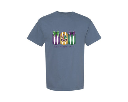 brand:Comfort Colors|color:Blue Jean|Preppy Coquette Mardi Gras 2 Graphic T-Shirt