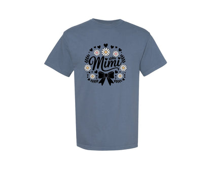 brand:Comfort Colors|color:Blue Jean|Mimi Daisy Flowers Bow Hearts Graphic T-Shirt