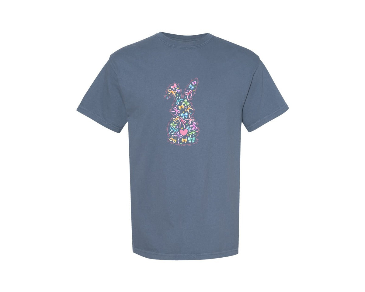 brand:Comfort Colors|color:Blue Jean|Easter Christian Rabbit Bunny Coquette Graphic T-Shirt
