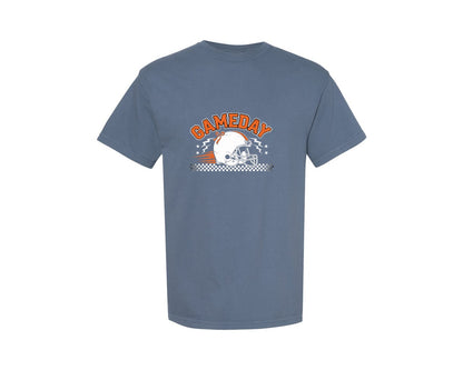 brand:Comfort Colors|color:Blue Jean|Gameday Football Helmet Retro Graphic T-Shirt