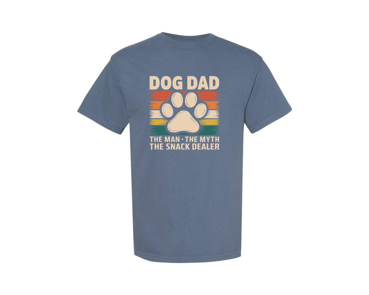 brand:Comfort Colors|color:Blue Jean|Dog Dad The Man Myth Snack Dealer Graphic T-Shirt