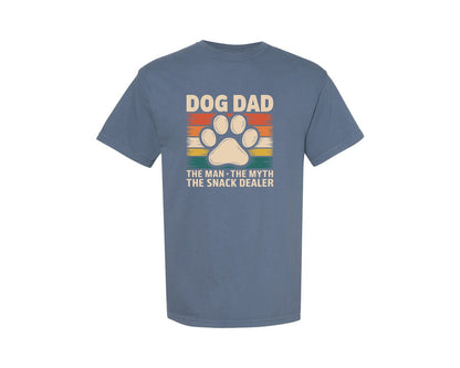 brand:Comfort Colors|color:Blue Jean|Dog Dad The Man Myth Snack Dealer Graphic T-Shirt