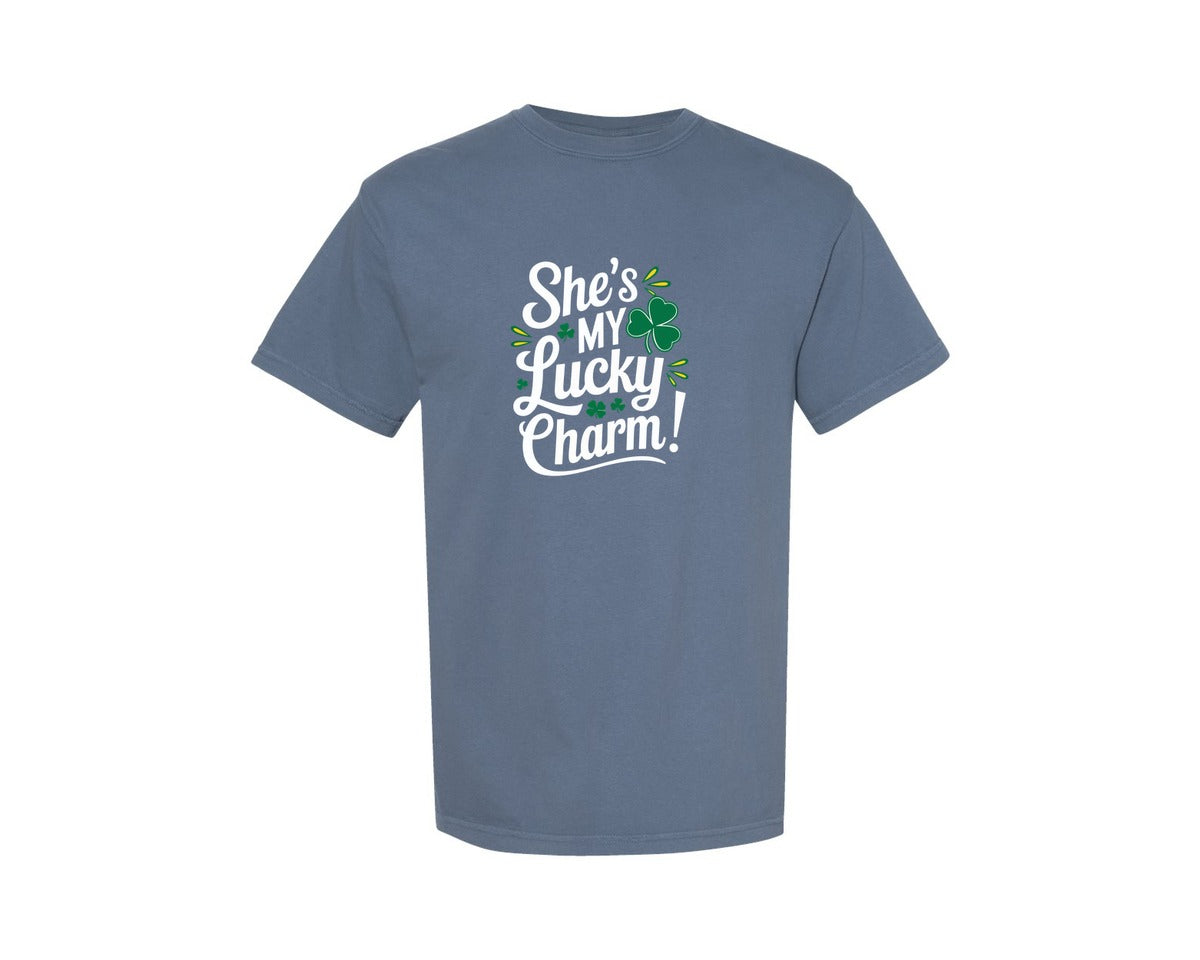 brand:Comfort Colors|color:Blue Jean|Shes My Lucky Charm St Patricks Day 2 Graphic T-Shirt