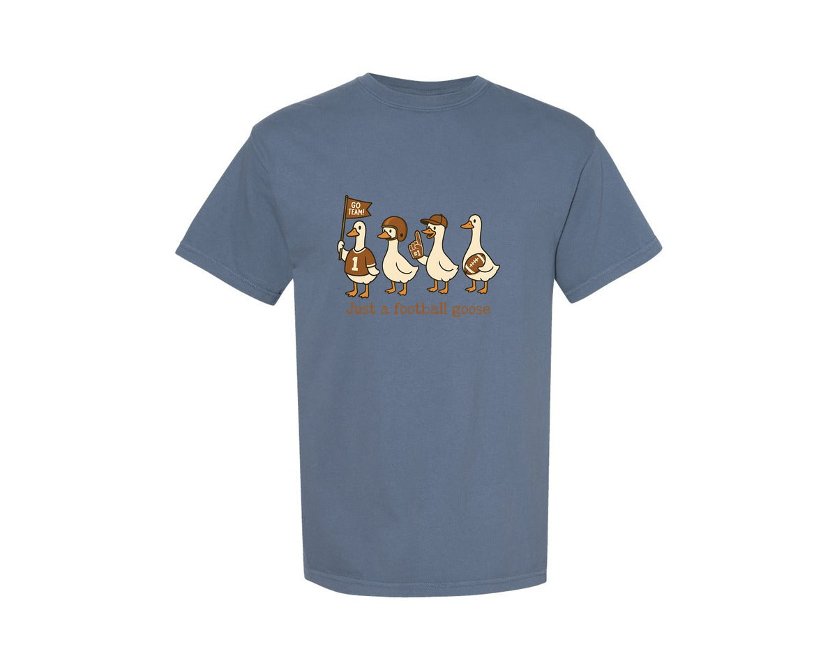 brand:Comfort Colors|color:Blue Jean|Funny Silly Goose Football Pnggame Day Graphic T-Shirt