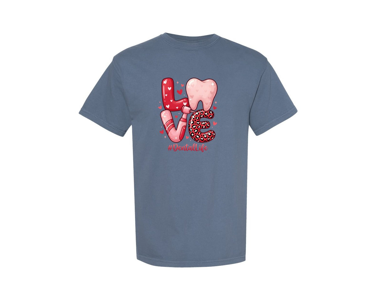 brand:Comfort Colors|color:Blue Jean|Dental Love Valentine Graphic T-Shirt