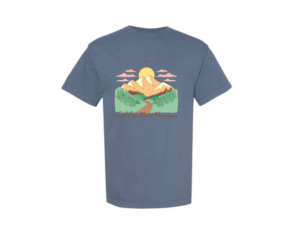 brand:Comfort Colors|color:Blue Jean|Faith Can Move Mountains Christian Quote 2 Graphic T-Shirt
