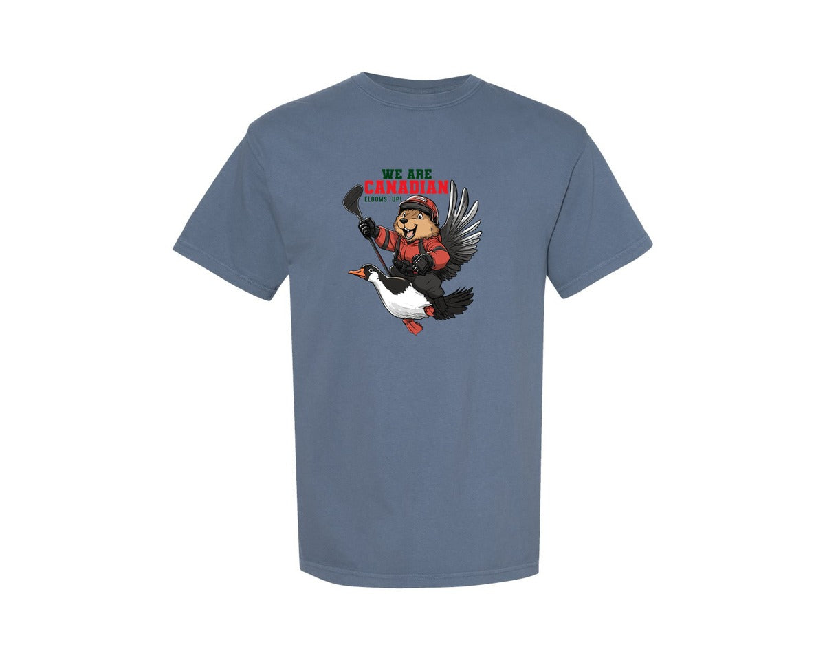 brand:Comfort Colors|color:Blue Jean|We Are Canada Elbows Up Graphic T-Shirt
