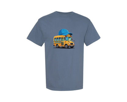 brand:Comfort Colors|color:Blue Jean|School Bus Boy Blue Cap Graphic T-Shirt