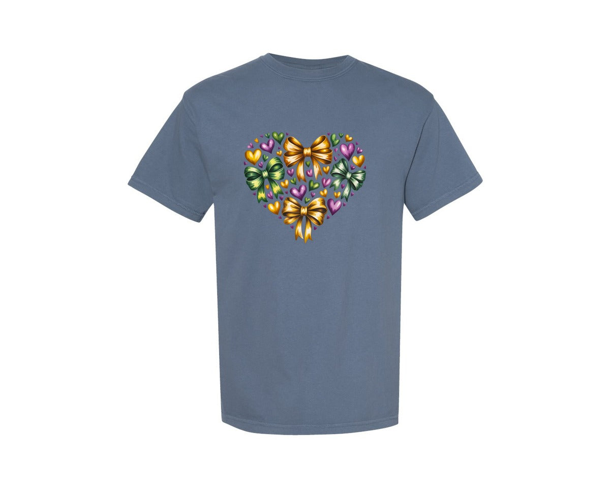 brand:Comfort Colors|color:Blue Jean|Mardi Gras Heart Louisiana Graphic T-Shirt