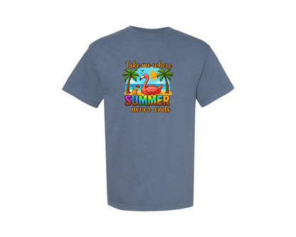 brand:Comfort Colors|color:Blue Jean|Flamingo Beach T Shirt Design Graphic T-Shirt