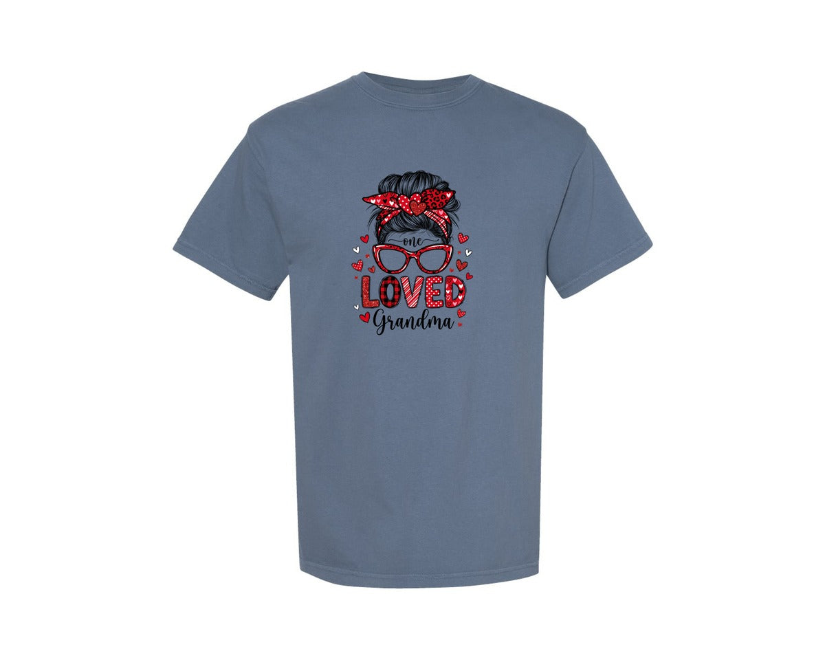brand:Comfort Colors|color:Blue Jean|One Loved Grandma Valentine Graphic T-Shirt