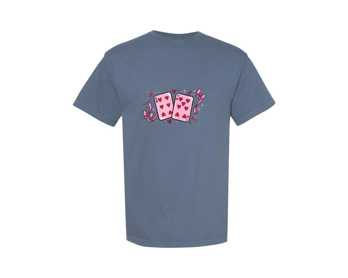 brand:Comfort Colors|color:Blue Jean|Pink Heart Cards Love Graphic T-Shirt