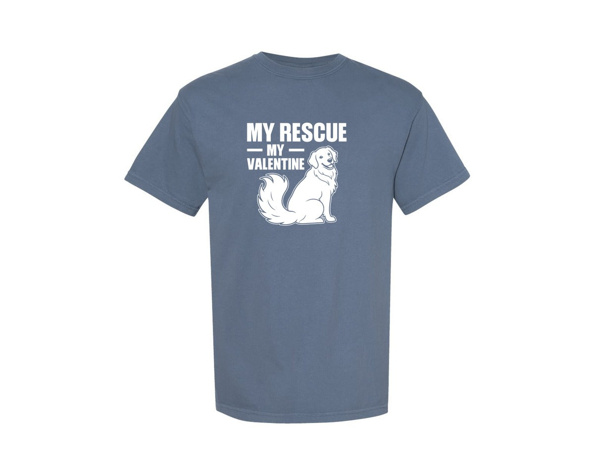 brand:Comfort Colors|color:Blue Jean|My Rescue My Valentine Tshirt Design Graphic T-Shirt