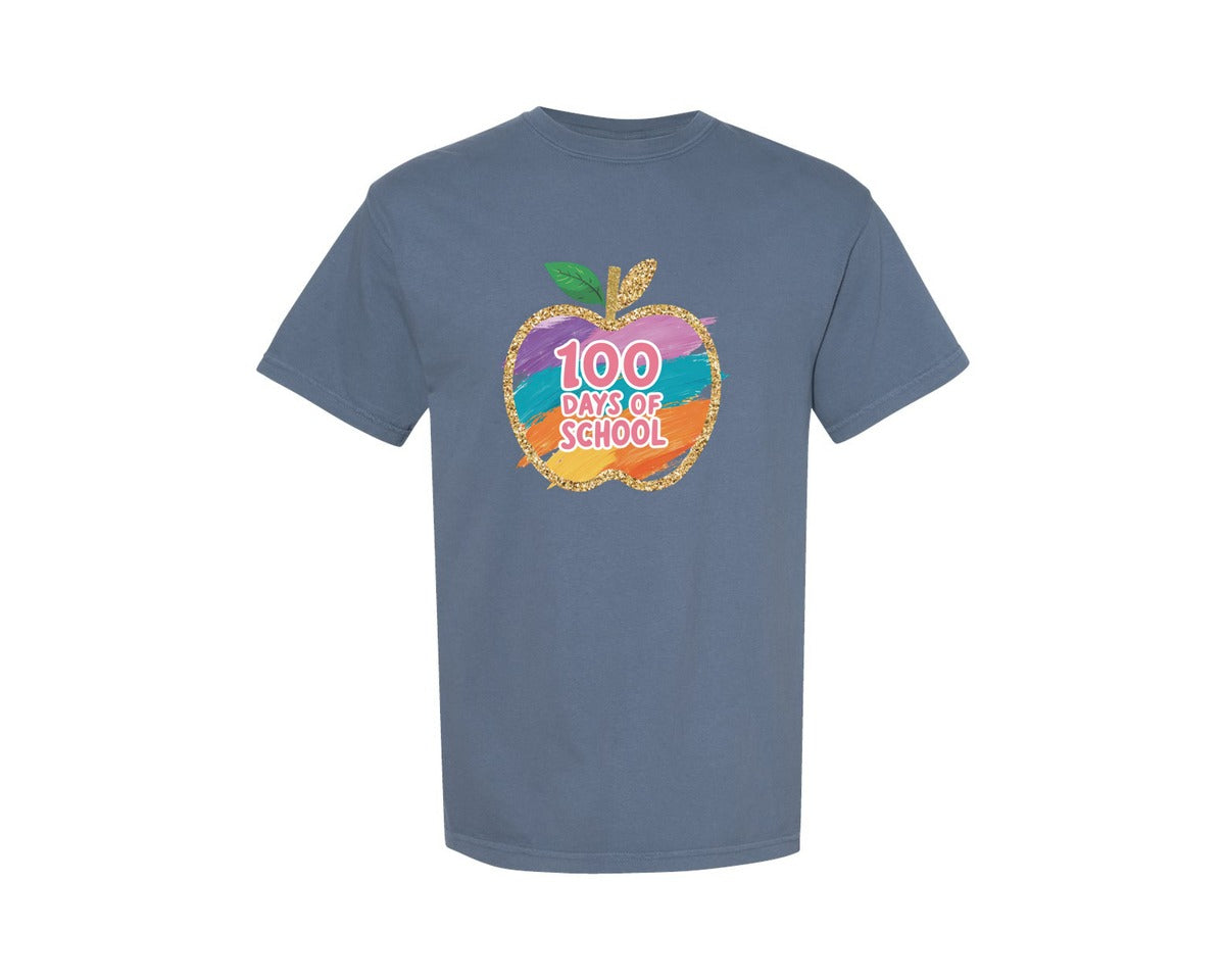 brand:Comfort Colors|color:Blue Jean|100 Days Of School Teacher 100 Days 2 Graphic T-Shirt