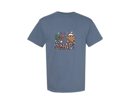 brand:Comfort Colors|color:Blue Jean|Oh Snap Christmas Gingerbread Shirt Graphic T-Shirt