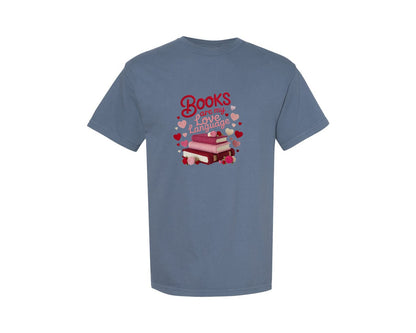 brand:Comfort Colors|color:Blue Jean|Yarn Books Love Language Heart Shirt Graphic T-Shirt