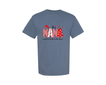 brand:Comfort Colors|color:Blue Jean|Wears Heart On Her Sleeve Graphic T-Shirt