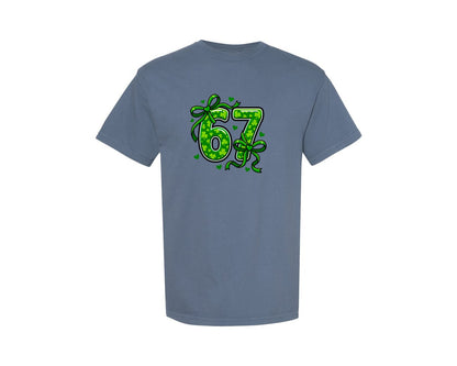 brand:Comfort Colors|color:Blue Jean|Trendy Lucky 67 St Patricks Graphic T-Shirt