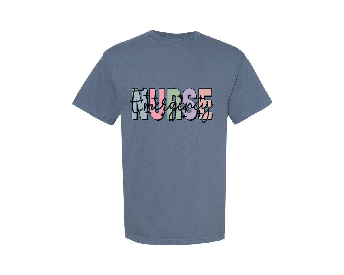 brand:Comfort Colors|color:Blue Jean|Er Nurse Design Emergency Nurse Graphic T-Shirt