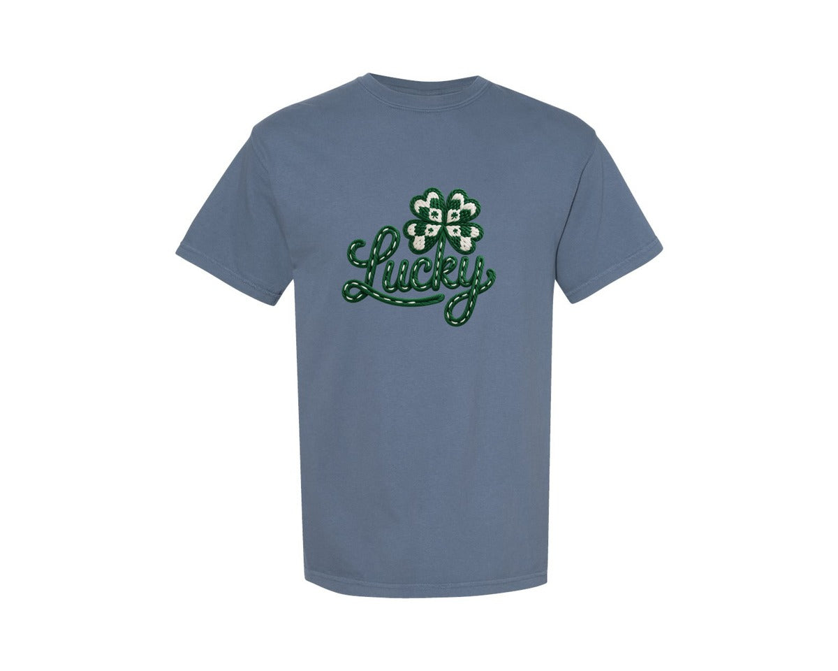 brand:Comfort Colors|color:Blue Jean|Lucky St Patricks Day Coquette 23 Graphic T-Shirt