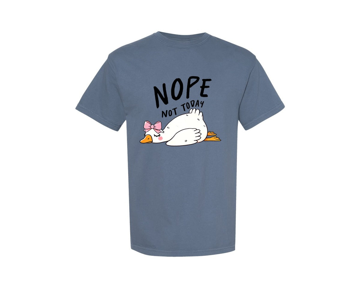 brand:Comfort Colors|color:Blue Jean|Funny Sarcastic Goose Nope Not Today Graphic T-Shirt