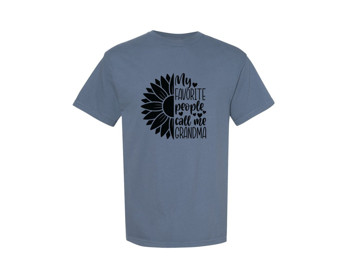 brand:Comfort Colors|color:Blue Jean|Grandma Sunflower Grandma Graphic T-Shirt