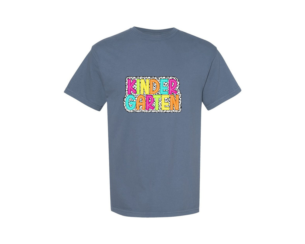brand:Comfort Colors|color:Blue Jean|Kindergarten Dalmatian Dots Graphic T-Shirt