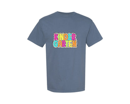 brand:Comfort Colors|color:Blue Jean|Kindergarten Dalmatian Dots Graphic T-Shirt