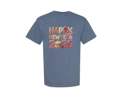 brand:Comfort Colors|color:Blue Jean|Crochet Yarn Happy New Year 2026 14 Graphic T-Shirt