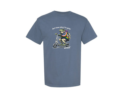 brand:Comfort Colors|color:Blue Jean|Gay Frog Toad Ride Scooter Shirt Graphic T-Shirt