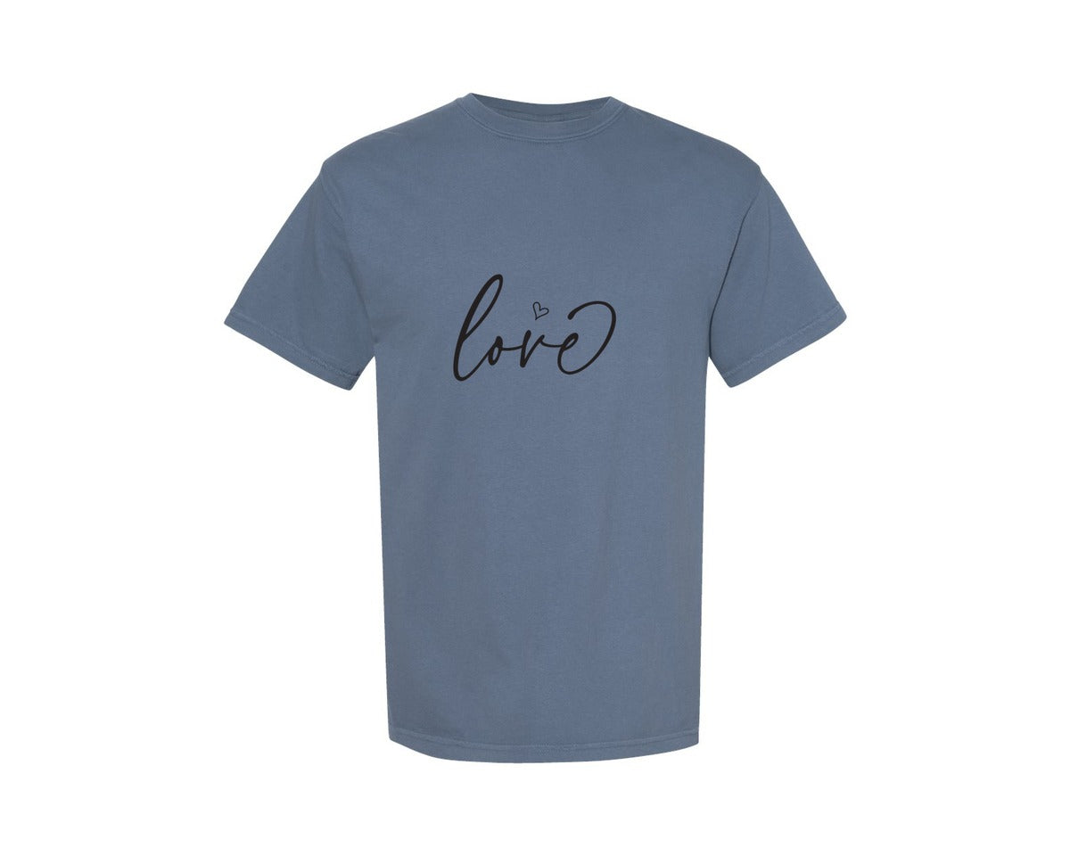 brand:Comfort Colors|color:Blue Jean|Love Cute Valentine Heart Xoxo Graphic T-Shirt