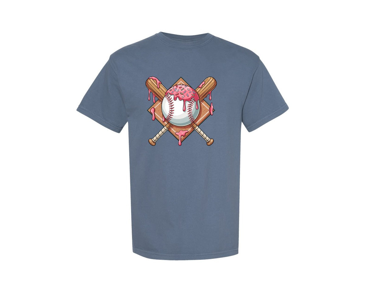 brand:Comfort Colors|color:Blue Jean|Baseball Icing Drip Sweet Game Day 2 Graphic T-Shirt