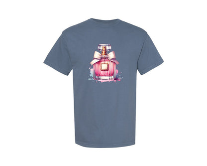 brand:Comfort Colors|color:Blue Jean|Coquette Perfume With Bow Graphic T-Shirt