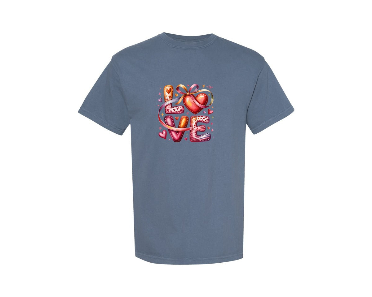 brand:Comfort Colors|color:Blue Jean|Love Doodle Valentine Heart T Shirt Graphic T-Shirt