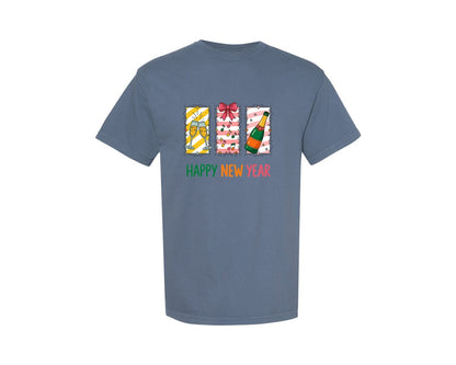 brand:Comfort Colors|color:Blue Jean|Happy New Year 2026 Coquette Bow 2 Graphic T-Shirt