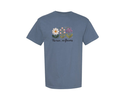 brand:Comfort Colors|color:Blue Jean|Mental Health Floral Spring Faux Shirt Graphic T-Shirt
