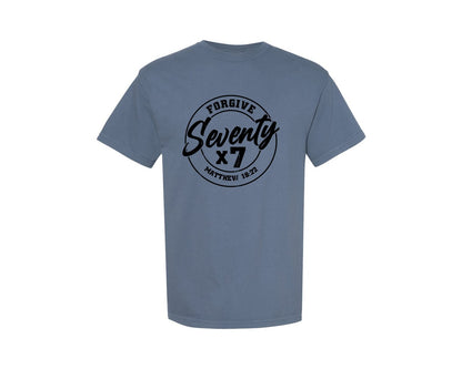 brand:Comfort Colors|color:Blue Jean|Forgive 70 Times 7 Matthew 1822 Graphic T-Shirt