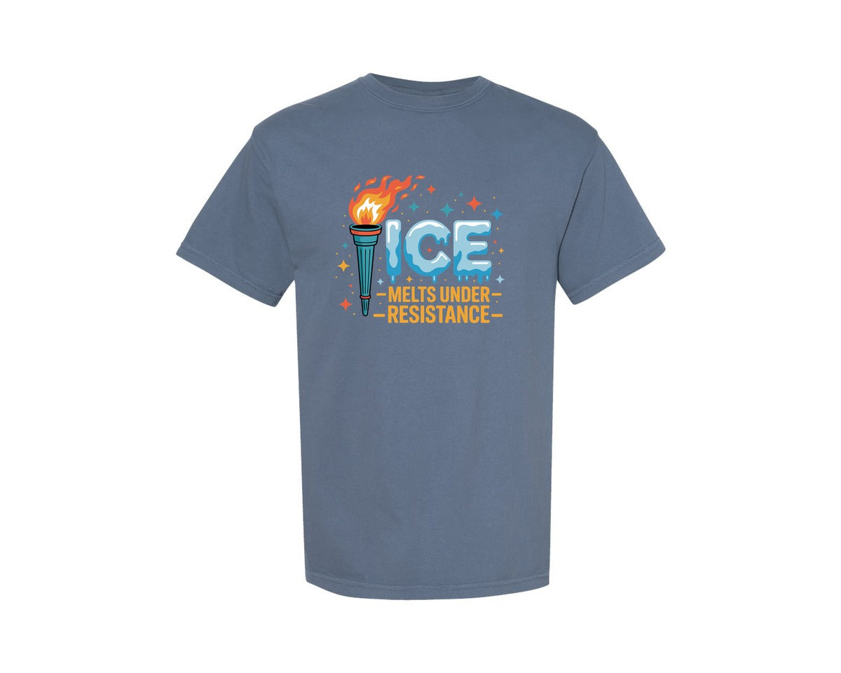 brand:Comfort Colors|color:Blue Jean|Ice Melts Under Resistance Illustration Graphic T-Shirt