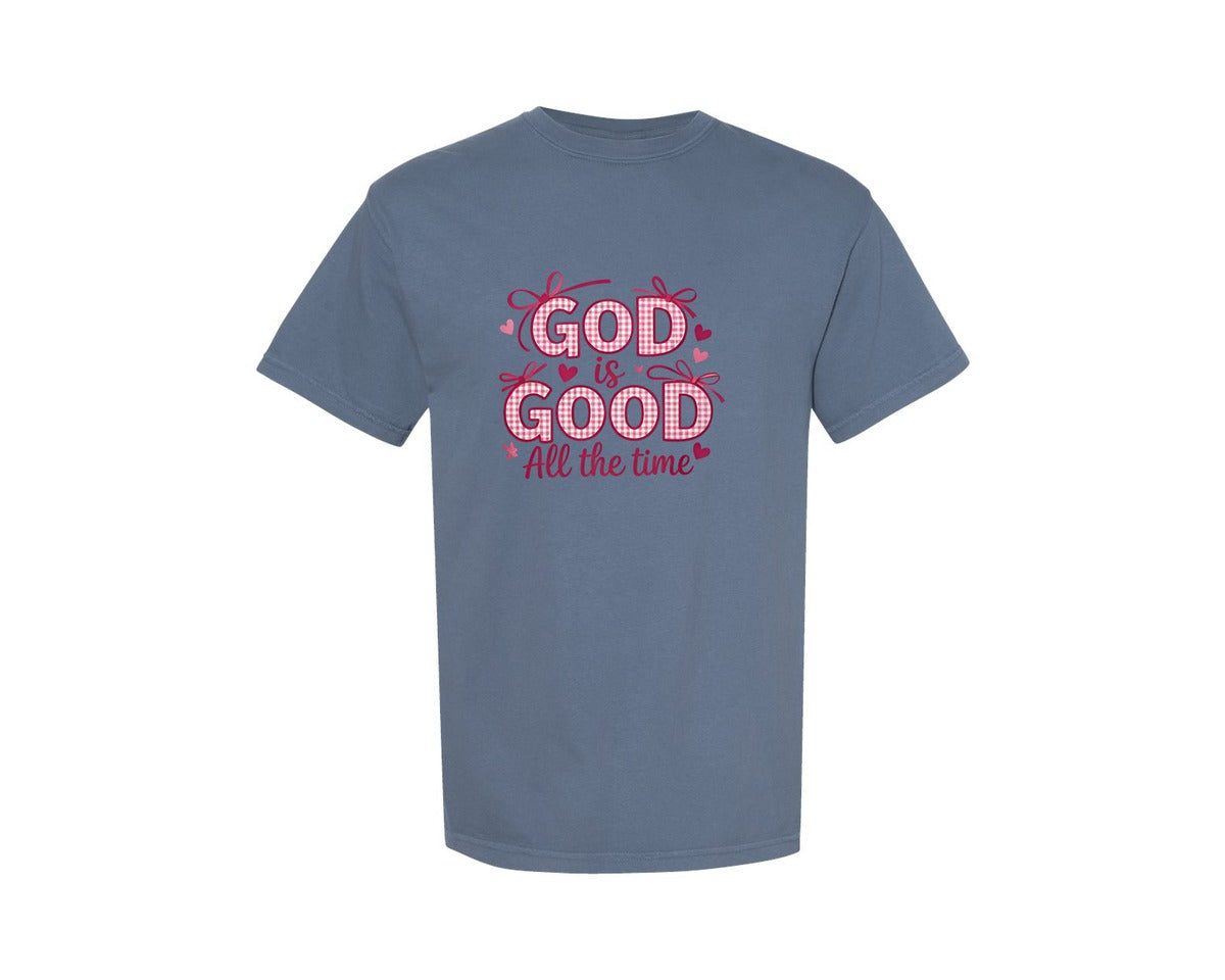 brand:Comfort Colors|color:Blue Jean|Retro Christian Valentines Design Graphic T-Shirt