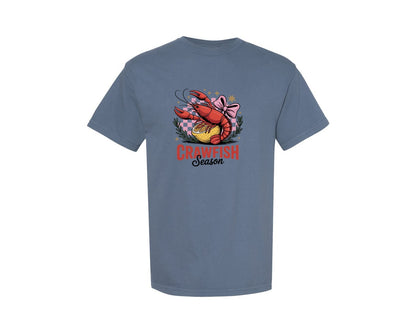 brand:Comfort Colors|color:Blue Jean|Crawfish Season Preppy Salty Graphic T-Shirt